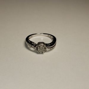 925 Diamond Cluster Halo Engagement Ring 6¾